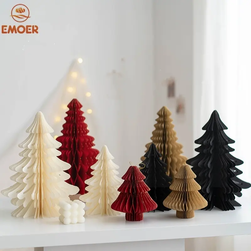 Adornos navideños de escritorio Árbol de Navidad origami Árbol de Navidad