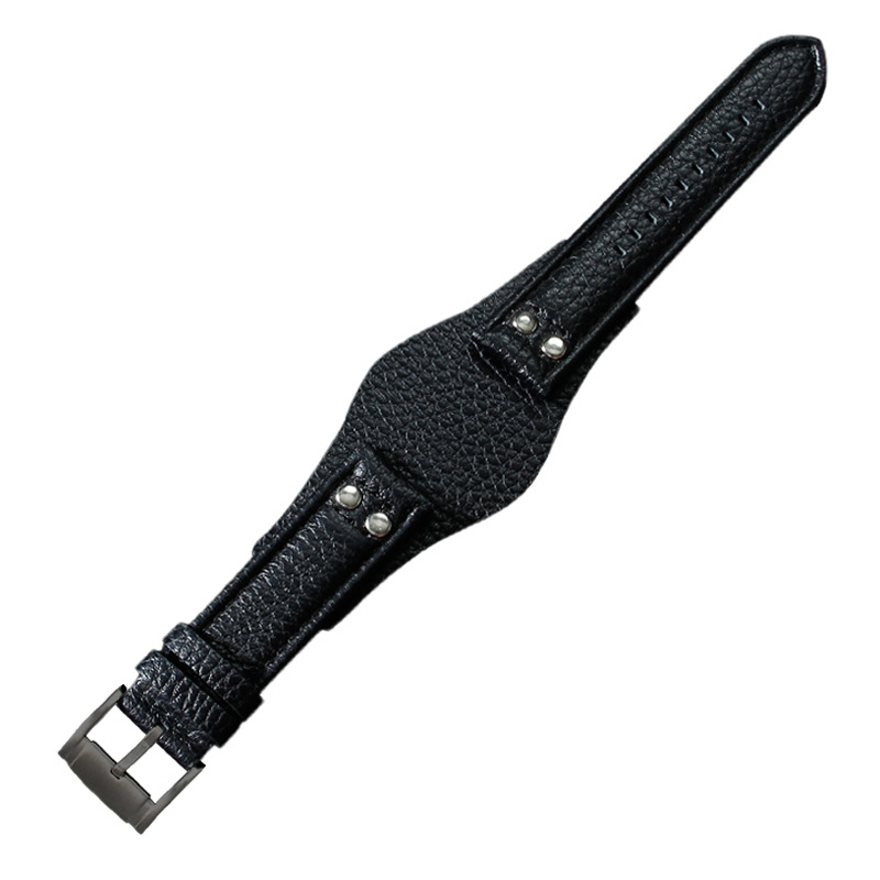 Litchi black-black buckle-K8