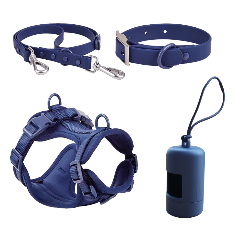 Set di 4 pezzi imbracatura per animali domestici blu chiaro di luna