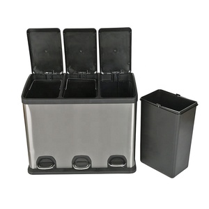 Banheiro Cozinha Aço Inoxidável Foot Pedal Trashcan Lixo Bin Waste <span class=keywords><strong>Garbage</strong></span> Sorting Bin Dustbin Trash Can