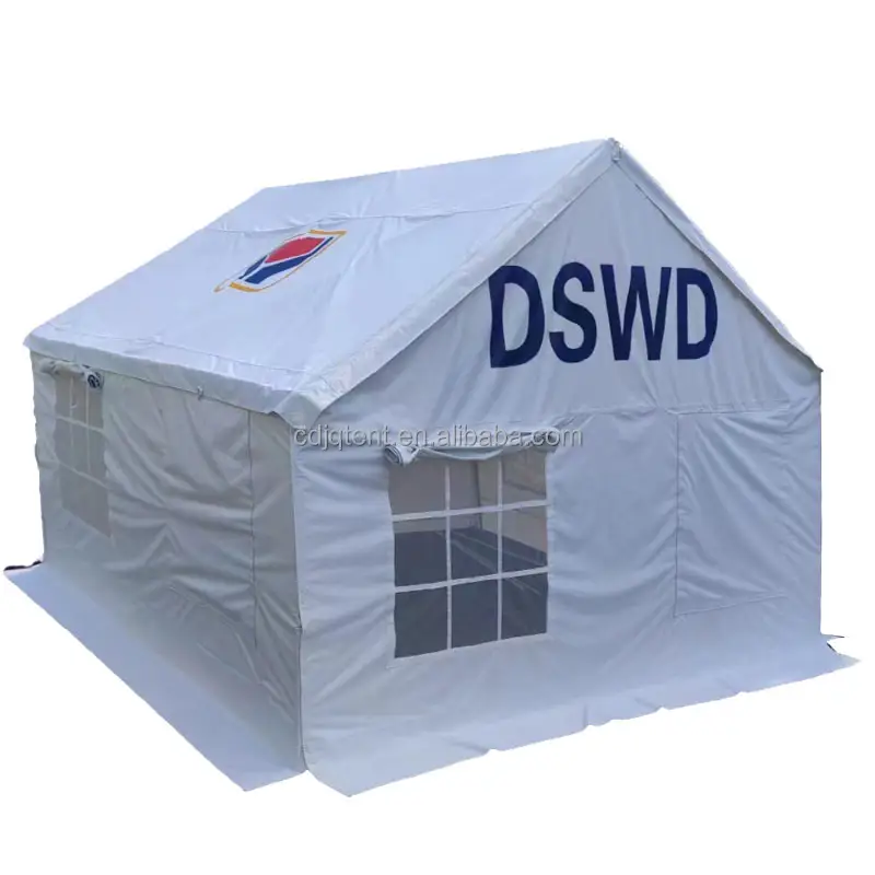 אוהל סיוע לאסונות פיליפיני DSWD מחסן מקלט פליטים אוקספורד מבד בנייה מהירה בית חולים אוהל כותנה מוט מגולוון