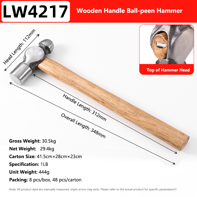 1LB Wooden Handle Ball-peen Hammer