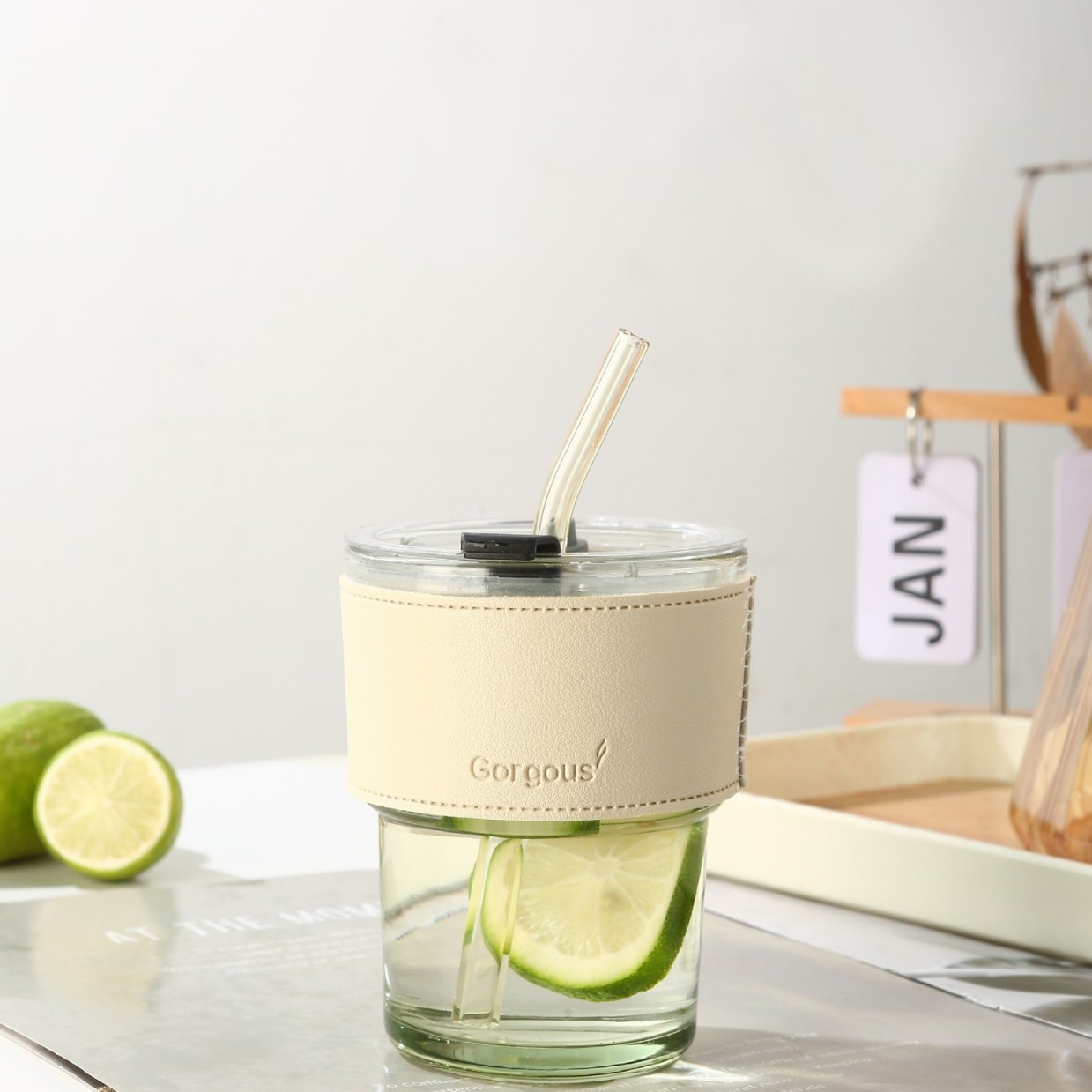 Transparent lid straw sleeve color box
