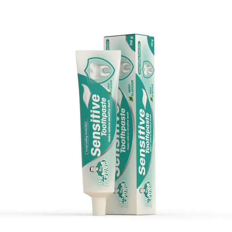 Pasta de dientes sensible al nitrato de potasio para adultos, pasta de dientes termosellada para dientes sensibles, uso con logotipo personalizado OEM