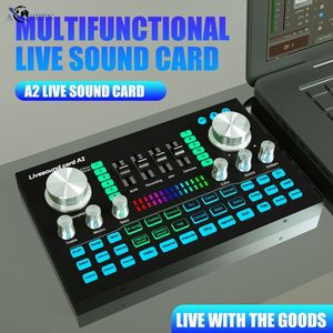 Mezclador de interfaz de grabación de tarjeta de sonido en vivo A2 profesional, con micrófono de escritorio para grabación de Podcasting - Product Image 4