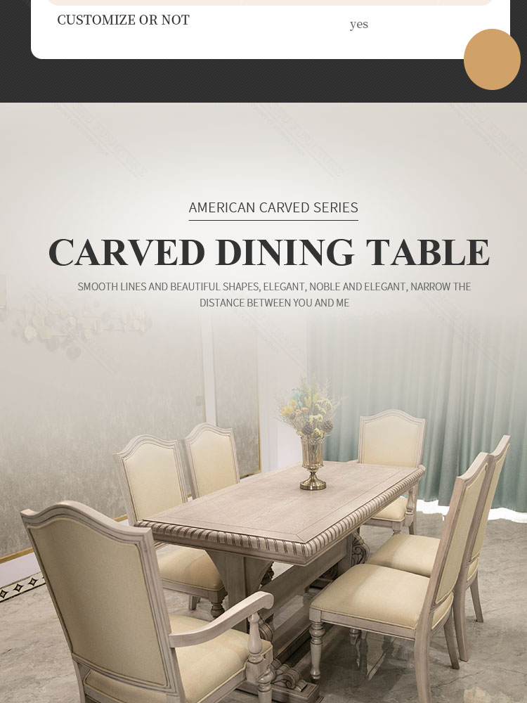American Light Luxury High-end Table French Rectangular 6-Person Family Large Family 2021 New Solid Wood Dining Table