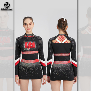 <strong>Cheer</strong> and Dance Queen Style Cheerleading Uniforms with Mesh and Rhinestone Crystal Mermaid Skin Cheerleader Uniforms - Product Image 2