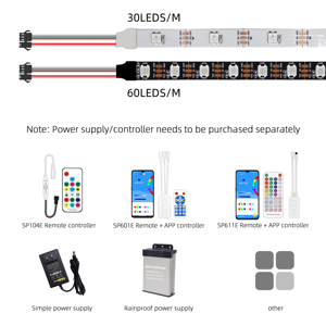 Pixel <strong>LED</strong> Strip RGB Programmable Magic Addressable <strong>LED</strong> Light Strip RGBW 5V 12V 24V WS2811 WS2812B UCS1903 SK6812 DMX512 - Product Image 6