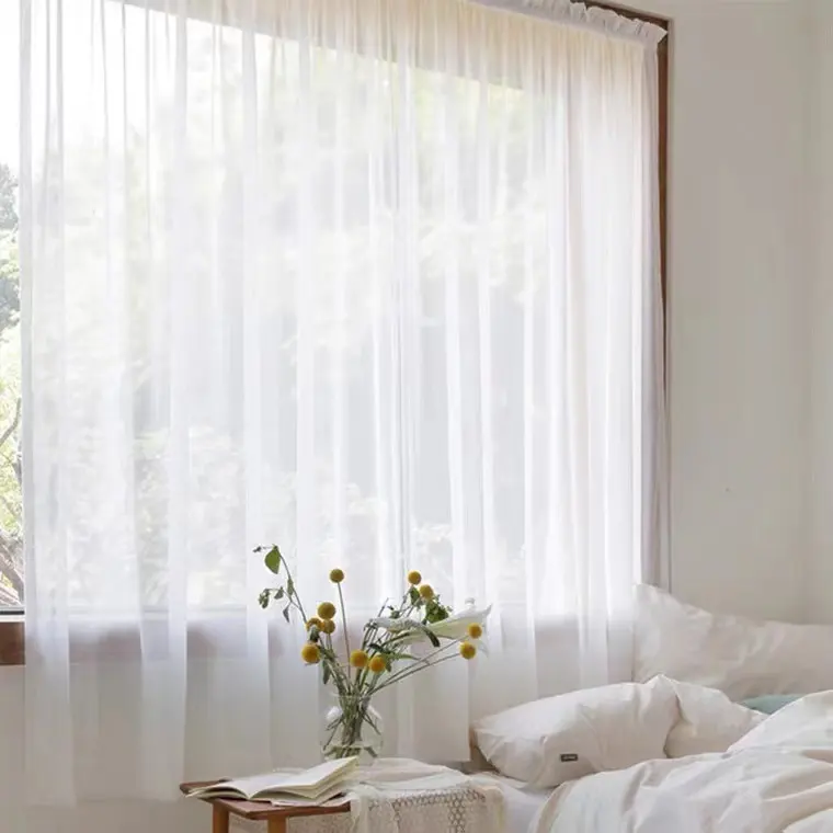 Tenda per finestra decorativa Voile sheer stile coreano decorazioni per la casa soggiorno di qualità eccellente mezza ombra tessuto per tende trasparenti bianche