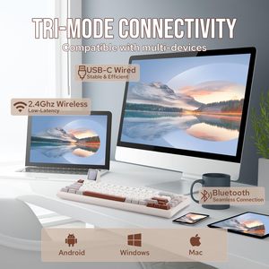 KF101 External Monitor Three-mode RGB Backlight ABS Material <strong>Multi</strong>-<strong>function</strong> Rocker Mechanical <strong>Keyboard</strong> - Product Image 3