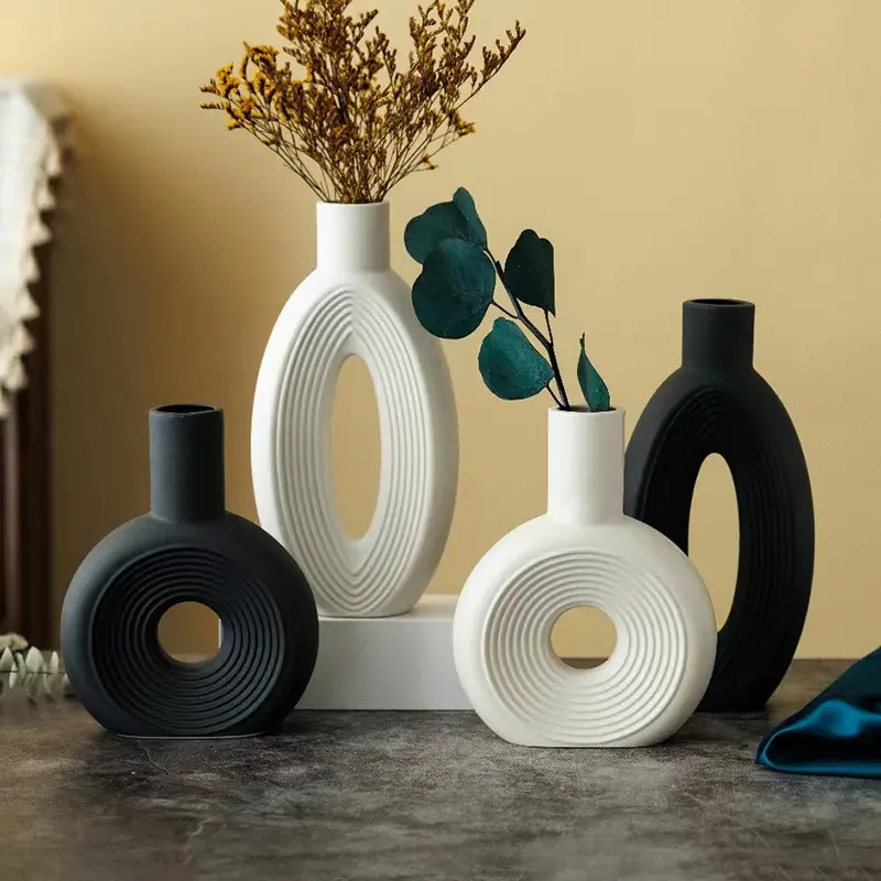 Vasos de cerâmica para decoração de casa, vasos de mesa criativos exclusivos, vasos nórdicos modernos de flores decorativas, preço de fábrica por atacado