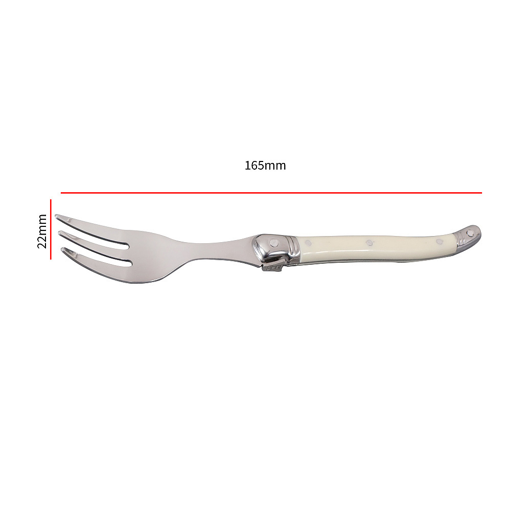Single milk white handle small fork
