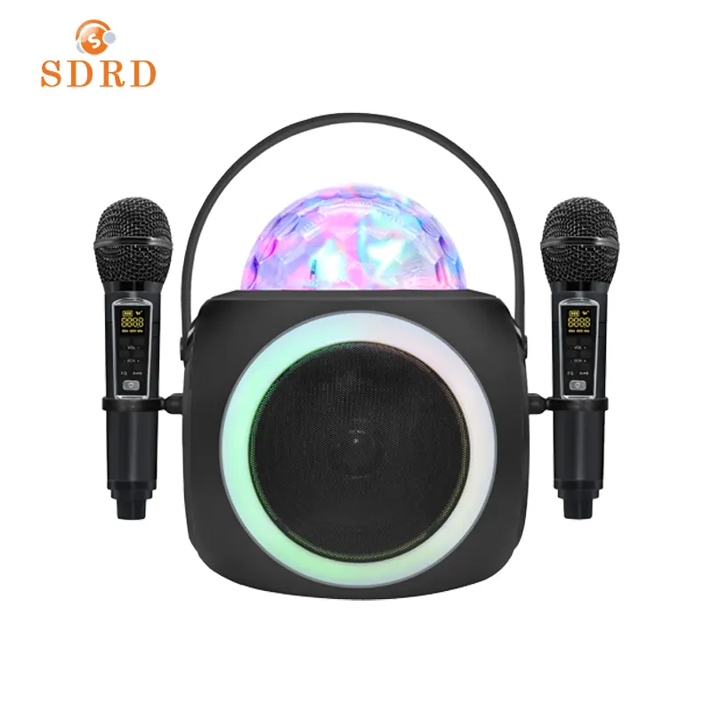 SDRD Sd325 आउटडोर पार्टी डीजे प्रकाश क्रिस्टल डिस्को एलईडी प्रकाश बॉक्स के साथ स्पीकर माइक्रोफोन कराओके के साथ बीटी स्पीकर Mic