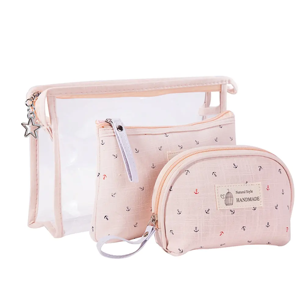 Heißer Verkauf 3 teile/satz Make-up Taschen Frauen Gelee Kosmetik tasche Mode Wasserdicht Transparent Make-up Beutel Beauty Taschen