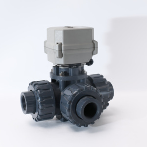 A150 15 N.M 3 yollu 1-1/2 ''DN40 plastik çift Union elektrik kontrol küresel vana manuel geçersiz kılma akış kontrol cihazı ile - Product Image 3