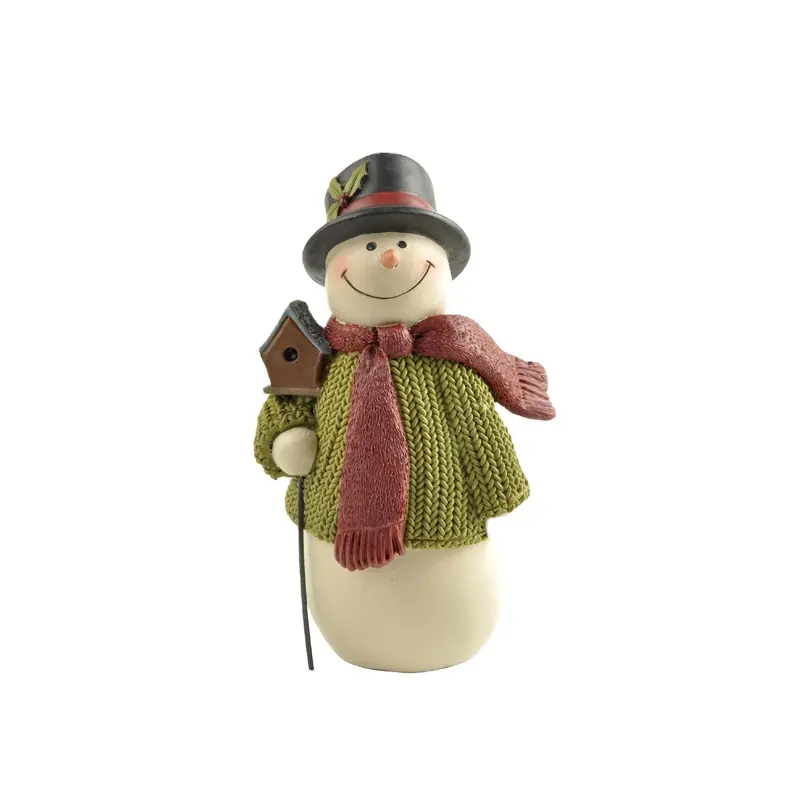 Figurine di pupazzo di neve in resina di vendita calda con casa per decorazioni natalizie