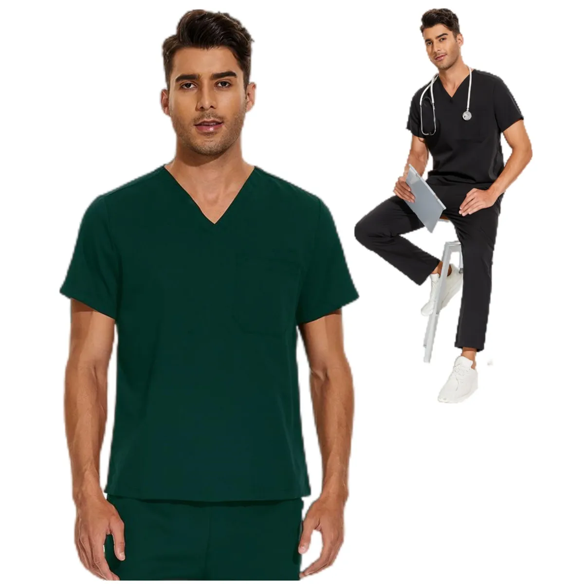 42019 Chloorbestendig Bleken Medische Scrub Uniforme Op Maat Gemaakte Milieu Scrub Uniforme Scheiding Scrub Uniform