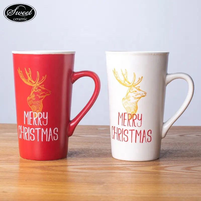 Taza de café de gres con logotipo personalizado de alta calidad al por mayor con Calcomanía para el hogar y la Oficina taza de regalo de Navidad y vacaciones