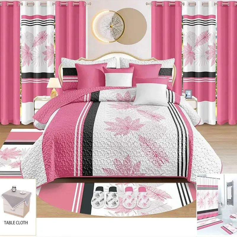 100% coton couette ensemble de literie personnalisé King24pc couvre-lit ensemble Floral couvre-lit ensemble avec tapis pour toutes les saisons