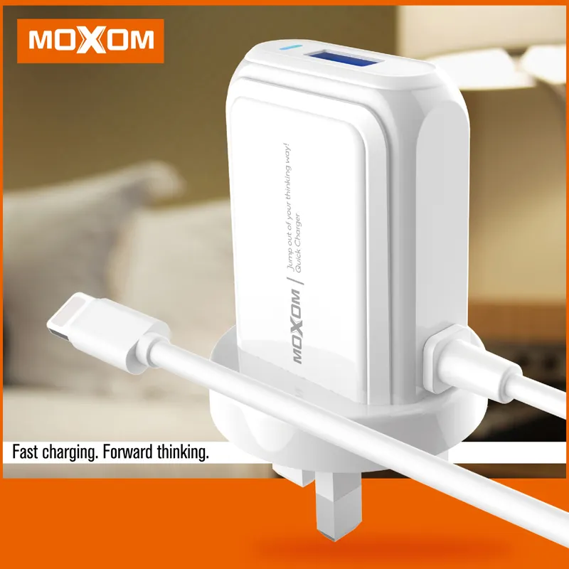 MOXOM — chargeur USB filaire 2.4A, prise murale avec simple adaptateur, pour Iphone