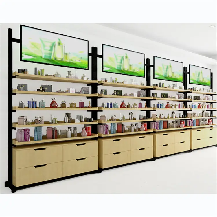 Pos Kassasysteem Retail Vrijstaande Cosmetische Winkel Display Rek Schoonheid Product Display Units