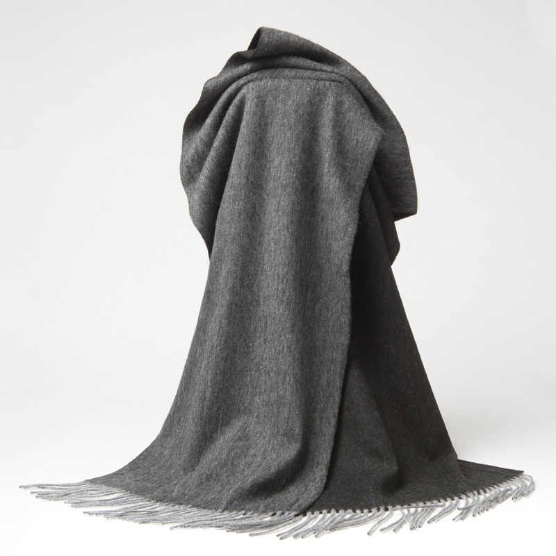Bufanda gris de doble cara - 200x40 cm