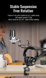 TAKSTAR ST-7用プロ用レコーディングマイクスタンドロングアームスタジオ用ステージテーブルハンドヘルドまたはデスクトップスタイル - Product Image 4