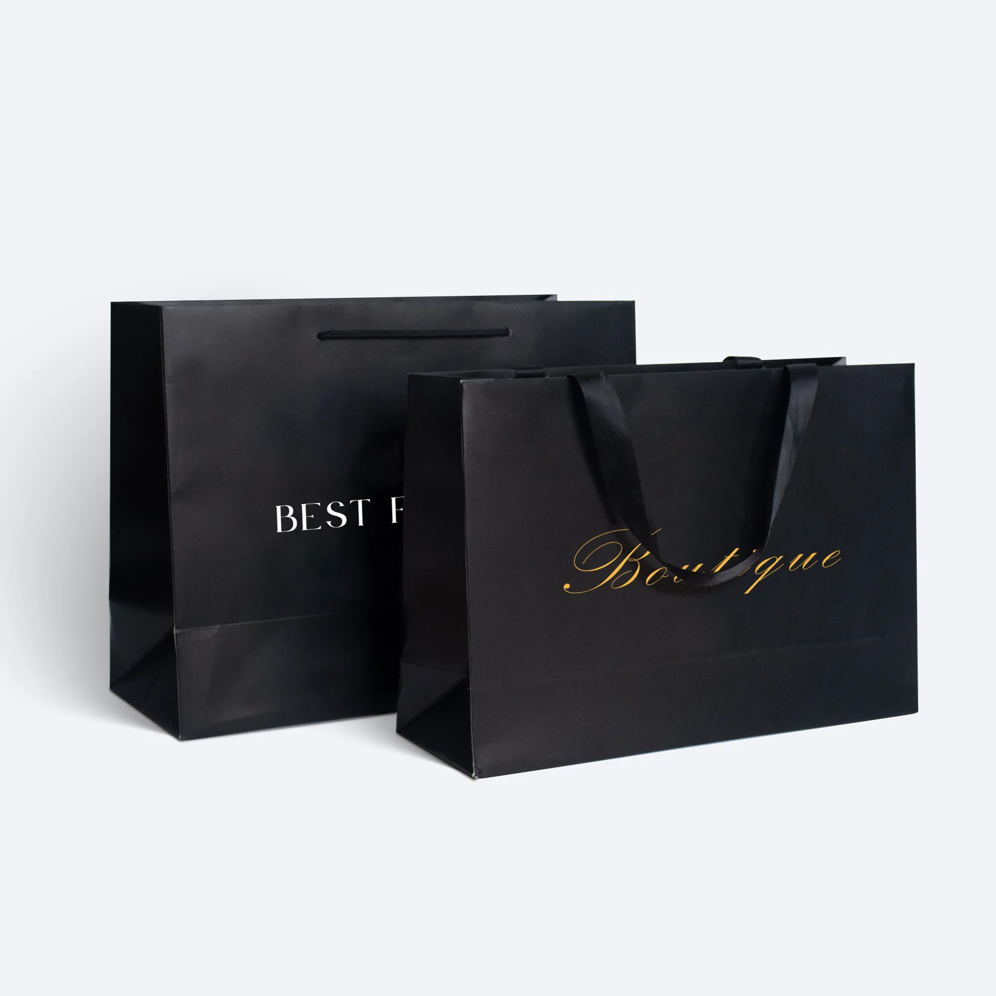 Изготовленный на заказ логотип покупки черная сумочка утолщенная одежда упаковка бумажный мешок крафт-бумага
