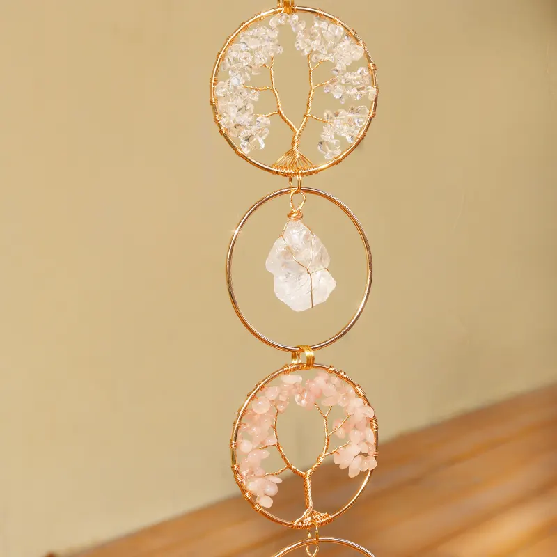 Оптовая продажа, высококачественные хрустальные и ручные настенные кольца из дерева, подвесные кольца для домашнего декора