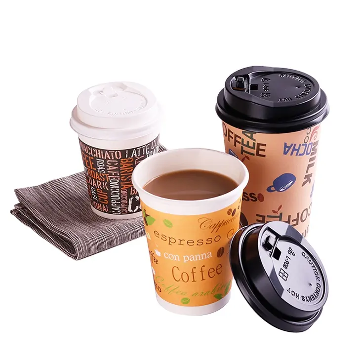 China manufacturers wholesale good quality paper cup with lids straw sleeves