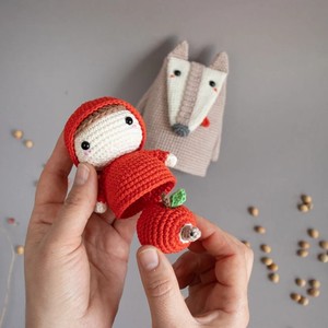 かわいい手作り安全ベビー用かぎ針編みDIYマトリョーシカおもちゃ妖精物語プレイセットオオカミ用おもちゃ
