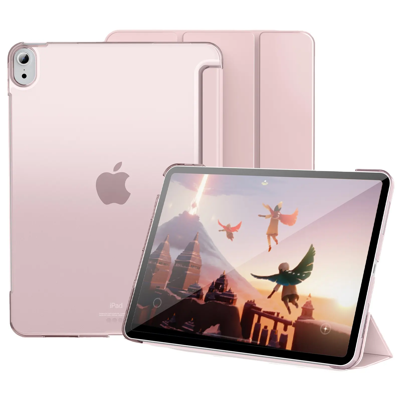Auto Wake Tri-fold Style Tablet Case with Hard PC and Soft Edge For iPad 789