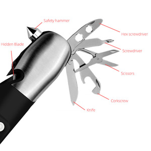 Torcia elettrica di emergenza principale multifunzionale del martello dell'interruttore della finestra dello strumento di sicurezza della torcia di autodifesa di sopravvivenza portatile - Product Image 4