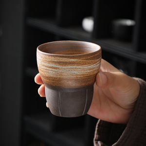 手工制作的复古可重复使用的浓缩咖啡杯杯无手柄日本风格的石器咖啡杯和茶碟套装 - Product Image 5
