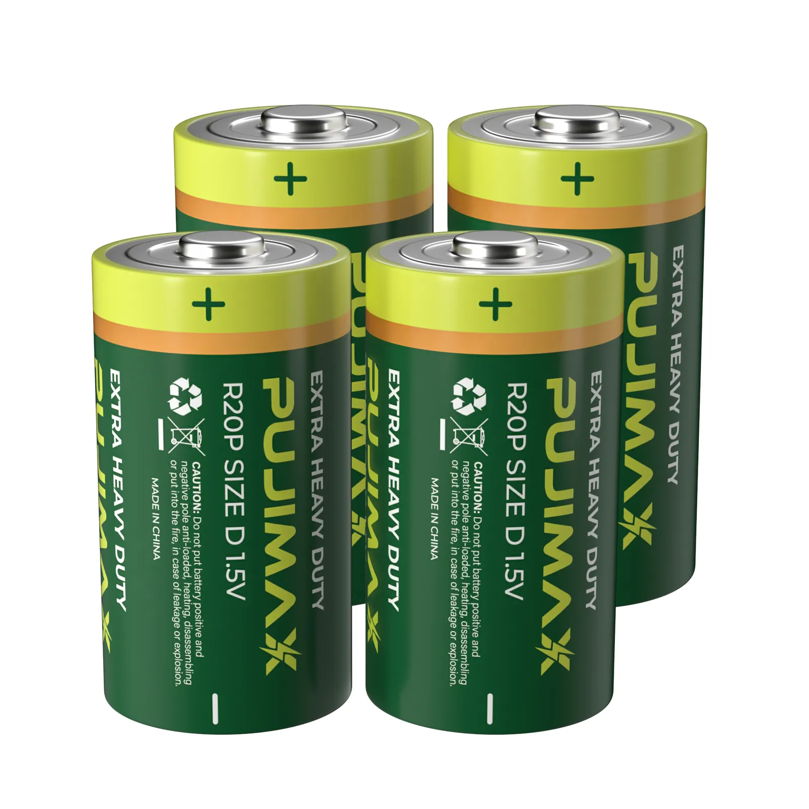 PUJIMAX 4 adet d boyutu 1.5v kuru pil r20p karbon ekstra ağır iş pili paket r20p d tipi gaz sobası piller 1.5v