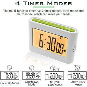 J & R Große LCD Rechteck Magnet Küche Timer Digital Count Up Down Wecker Stop Kochen Werkzeug Kochen Alarm timer mit Uhr - Product Image 3