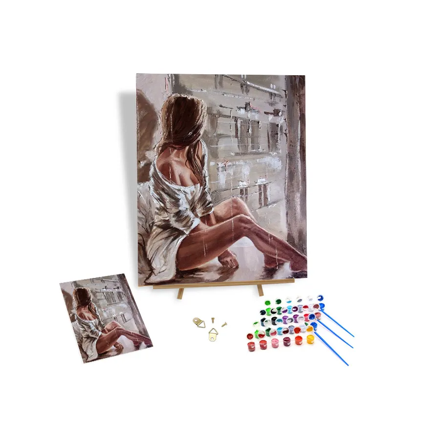 Peinture à l'huile DIY Kit de peinture par numéros Sexy Women Adult Painting by Numbers Canvas 40x50cm
