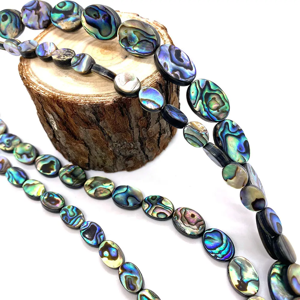 Pedra de concha abalona natural, pedra de concha oval lisa e direta de fábrica, alta qualidade, para colar