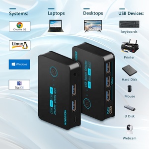 2x4 KVM切换器USB3.0切换器2台计算机共享4台设备，用于键盘鼠标打印机4端口集线器usb-a * 3 & usb-c * 1 - Product Image 4