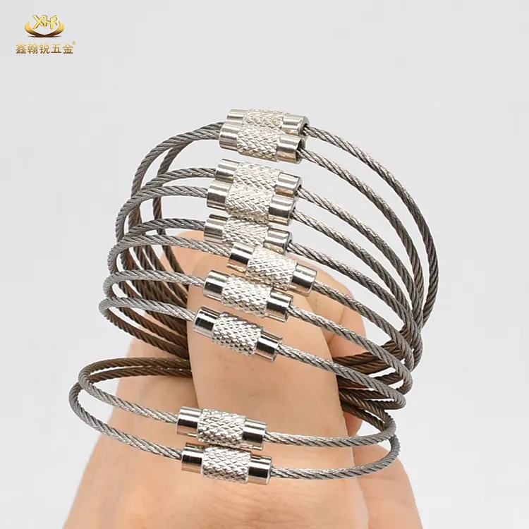 Xinhanrui bán buôn cáp vòng chìa khóa 1.5 mét thép không gỉ Wire Rope Keychain