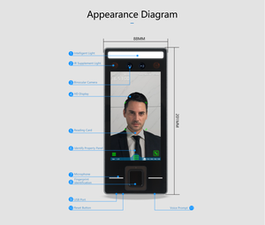 5,5-Zoll-Zugriffs kontroll system für dynamische Gesichts erkennung Biometrische Zeiter fassung Optionale WIFI-Intercom-Funktion - Product Image 4
