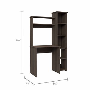 DB Smokey Oak Escritorio de 6 estantes Mesa extensible de computadora portátil con librería incorporada para sala de estar Material de madera - Product Image 5