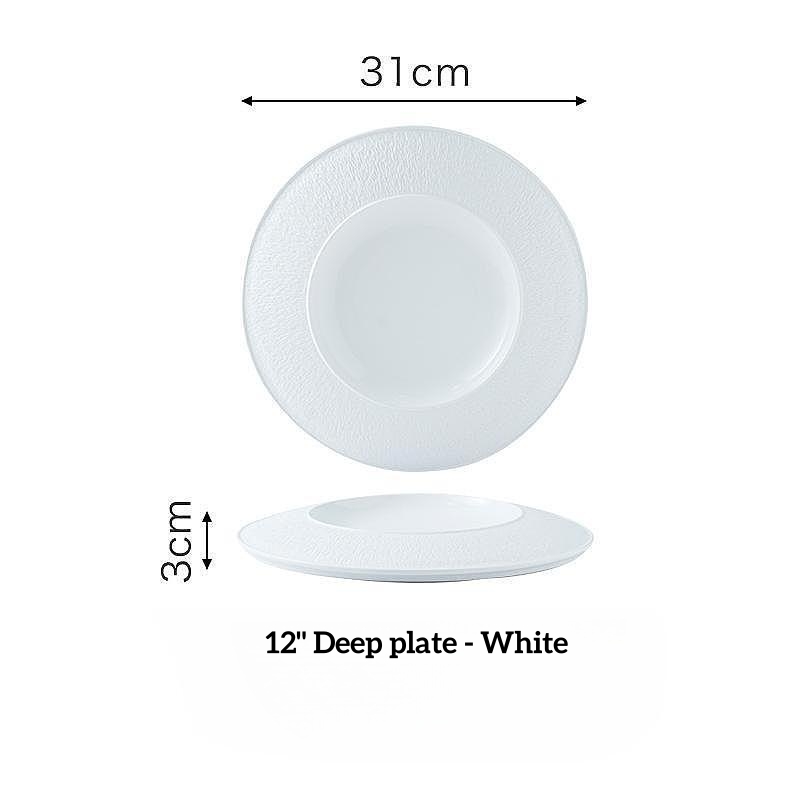12 pouces plaque profonde blanc (emballage en vrac)