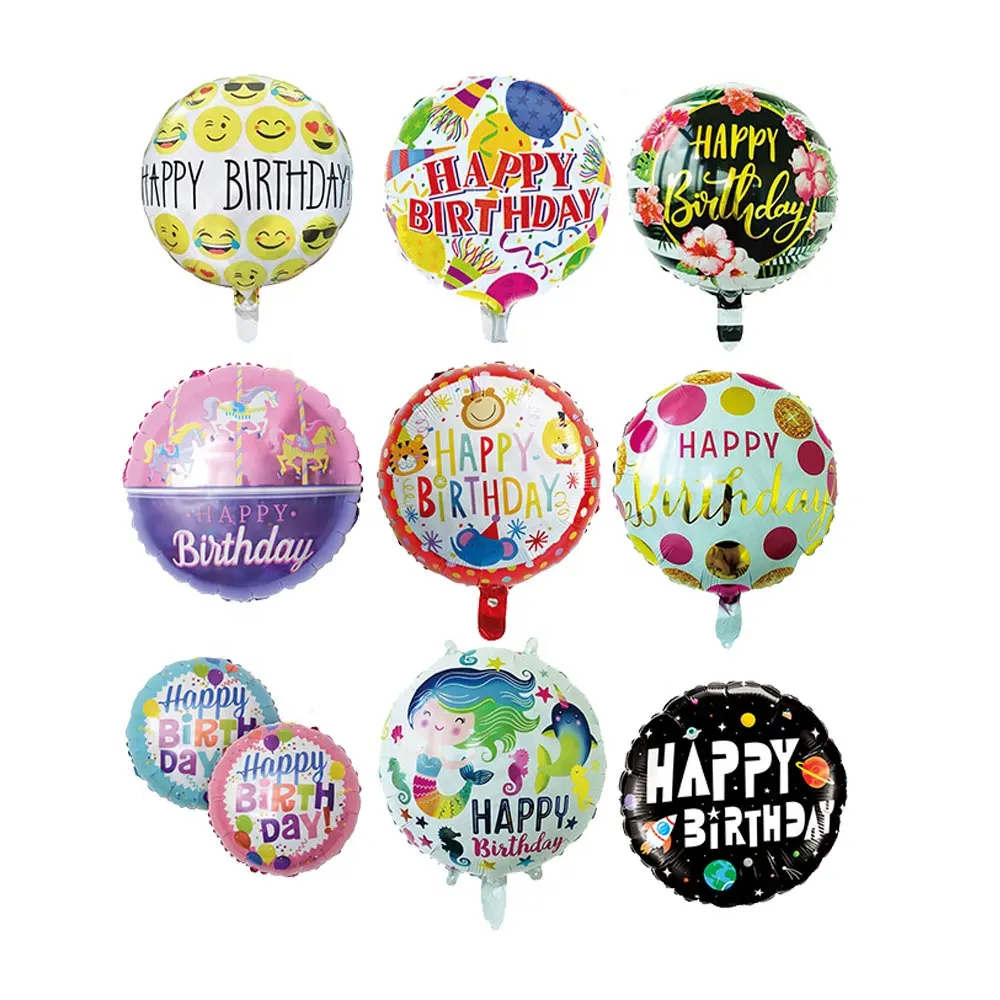 18 인치 생일 축하 라운드 호일 풍선 사용자 정의 모양 헬륨 파티 장식 알루미늄 Ballon 믹스 색상