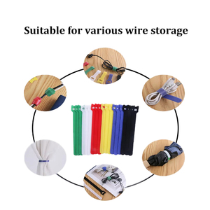 Cinta adhesiva de gancho y bucle de nailon de poliéster con cable ajustable para gestión de cables coloridos - Product Image 4