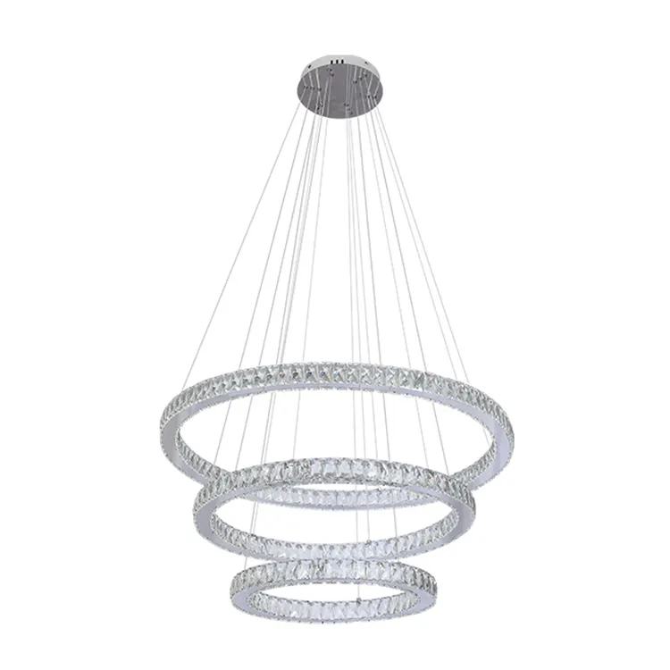 Lámpara de araña de cristal de lujo moderna, iluminación redonda para sala de estar, restaurante, dormitorio y salón