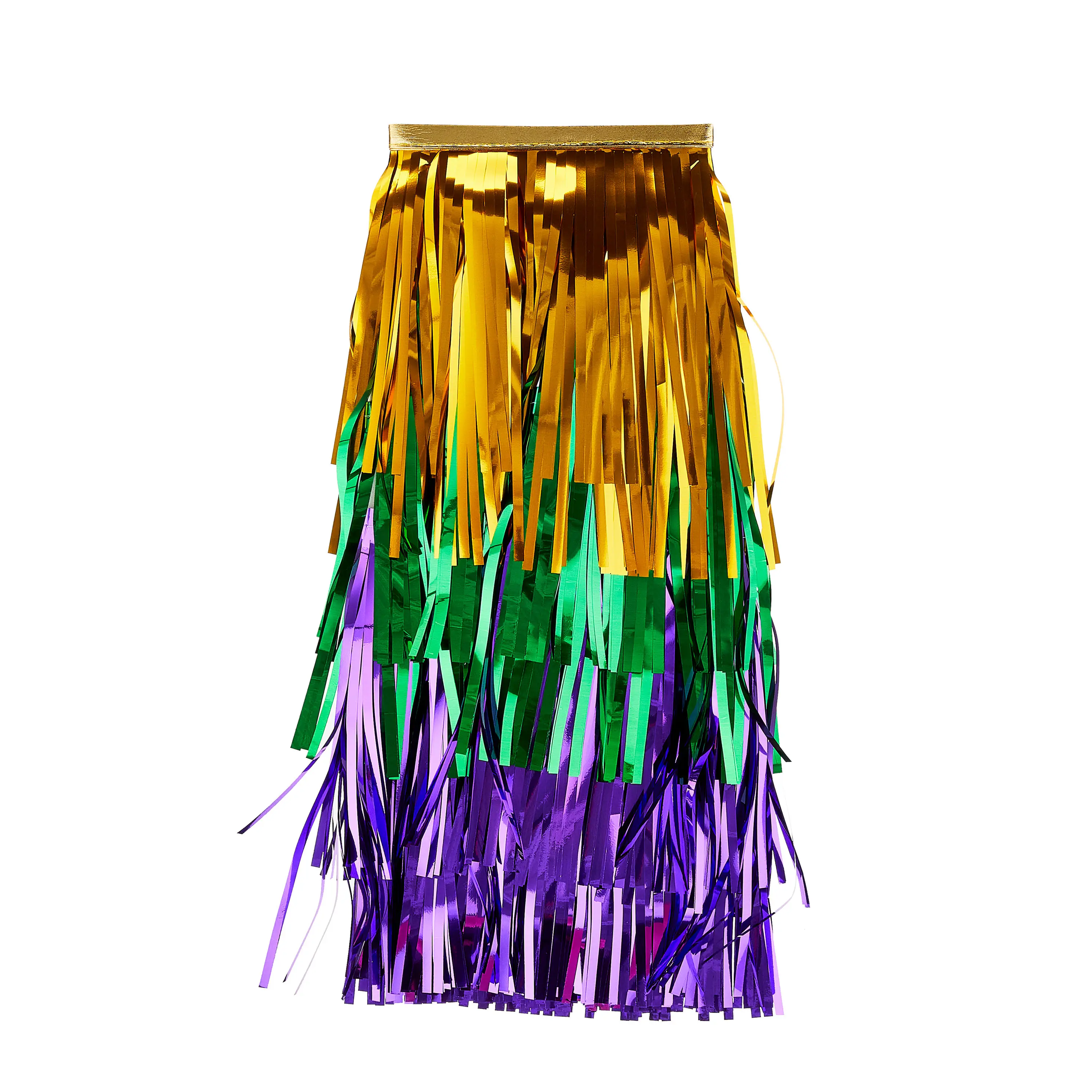 Mardi Gras Themed Tinsel Cape Verde Oro Púrpura Fiesta Essentials Elegante Ligero Carnaval Decoración