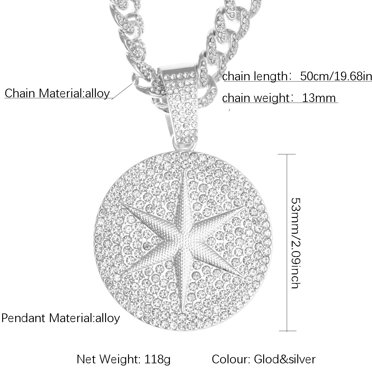 Silver round pendant necklace