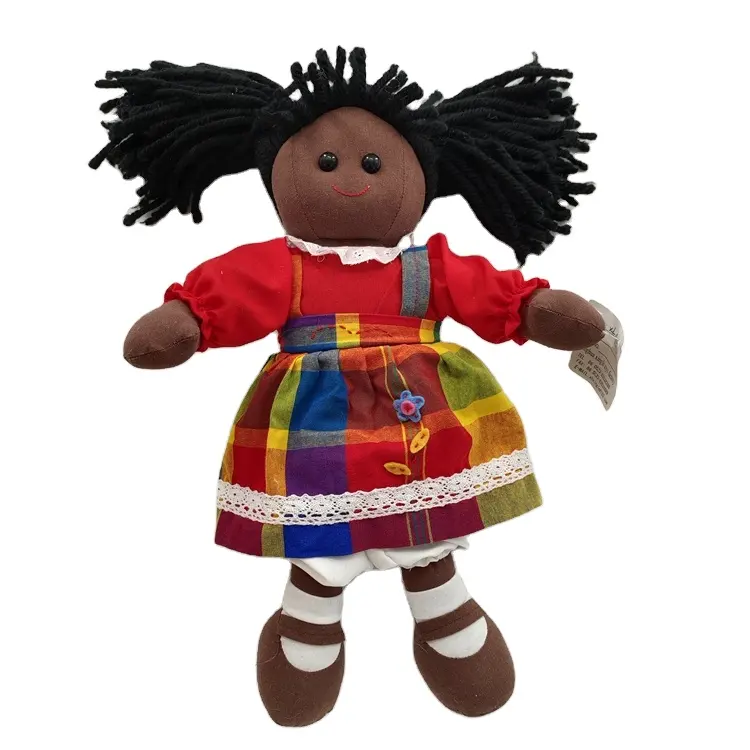 Poupée américaine africaine en tissu Poupée de chiffon Fashion Dress Up Cute Custom Stuffed Soft Plush Baby Black Doll