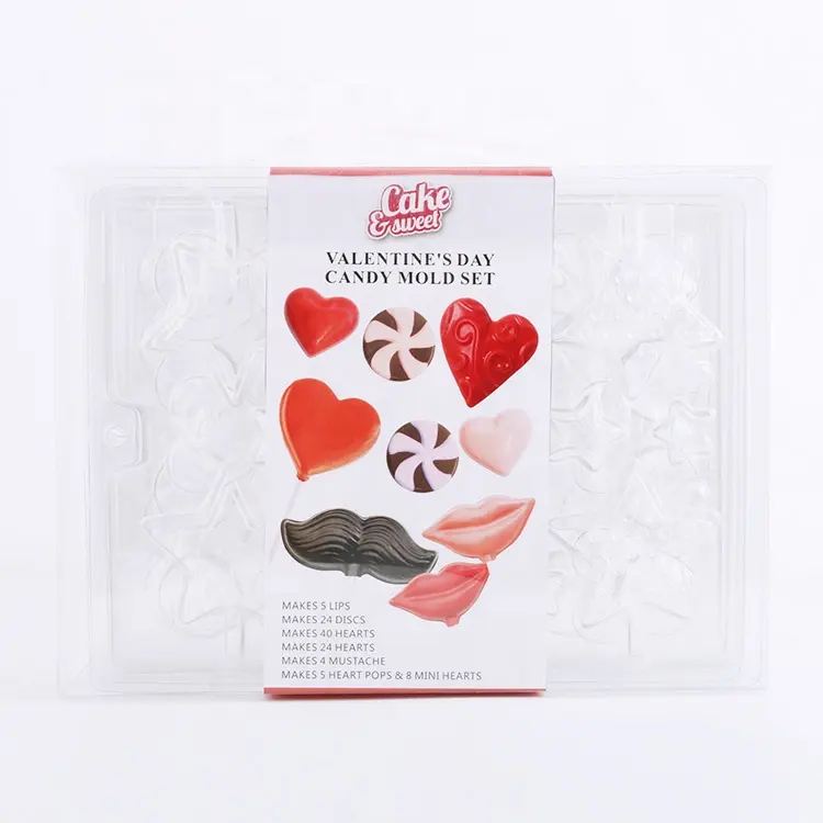 LFGB الخبز 6 قطعة مجموعة واضحة البلاستيك لطيف الشفاه قلوب الشارب شكل الشوكولاته التجارية كبيرة حلوى للمناسبات الخاصة قوالب